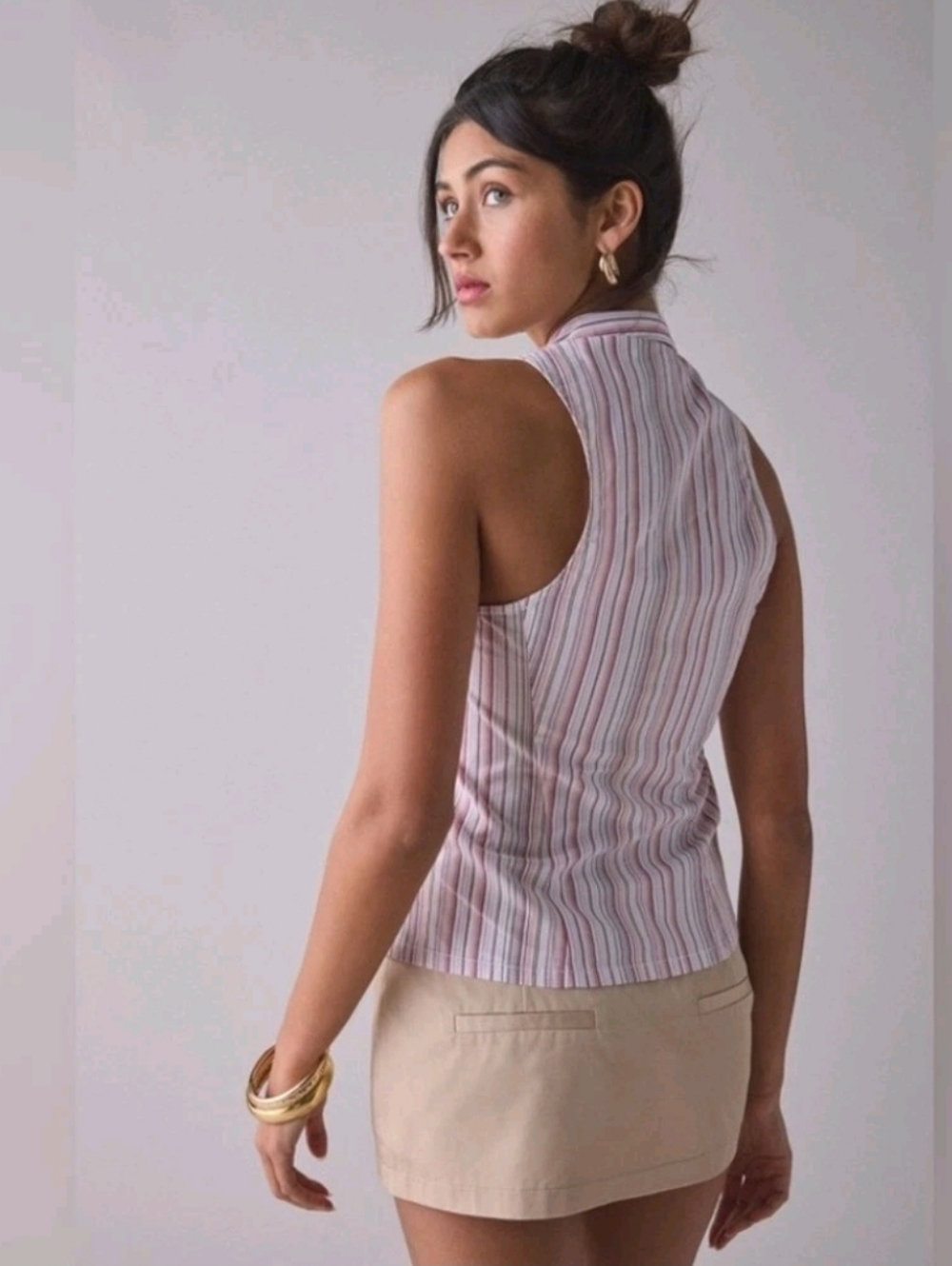 NWT Party Girl Cotton-Blend Button Down Sleeveless Shirt - Picture 2 of 9
